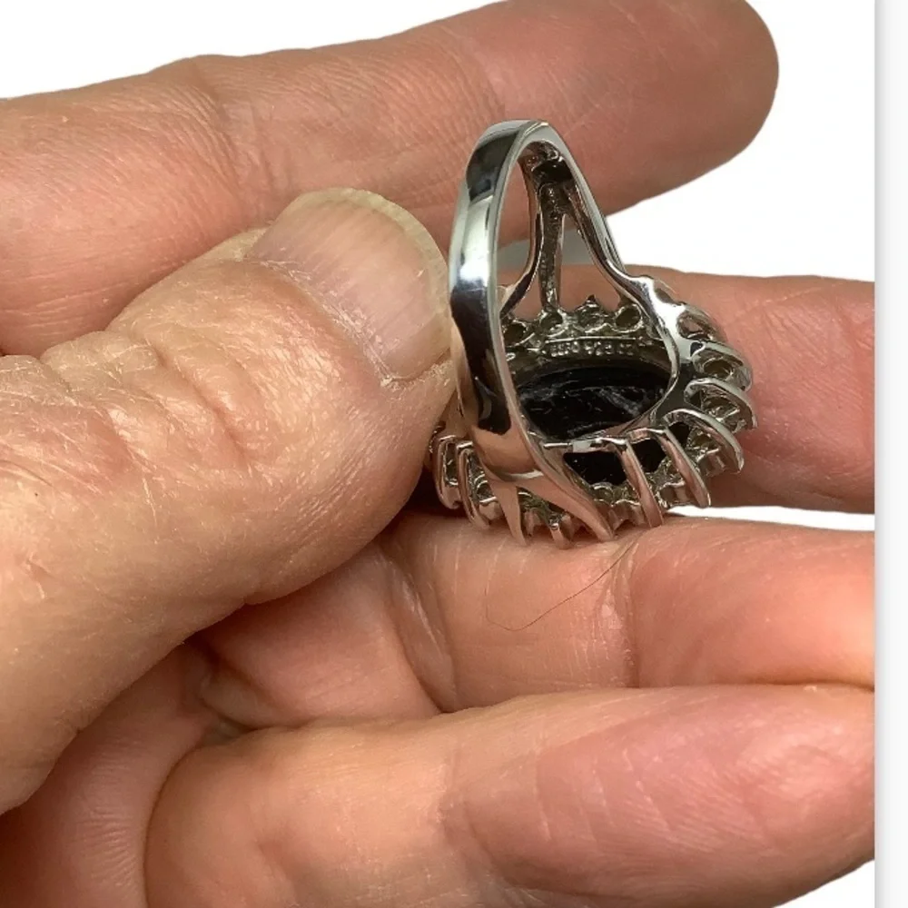 Joseph Esposito sterling silver onyx cubic zirconia ring